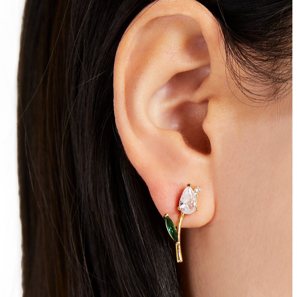 Kate Spade Stud Earrings NWT / Crystal Tulip Stud Earrings - Picture 7 of 10